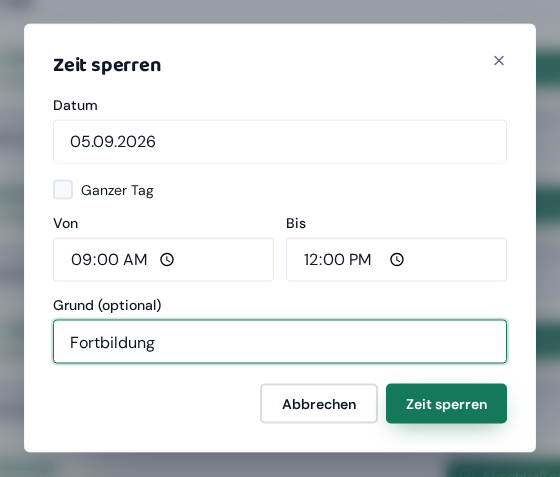 Bildschirmfoto aus Curavia: Zeiten sperren