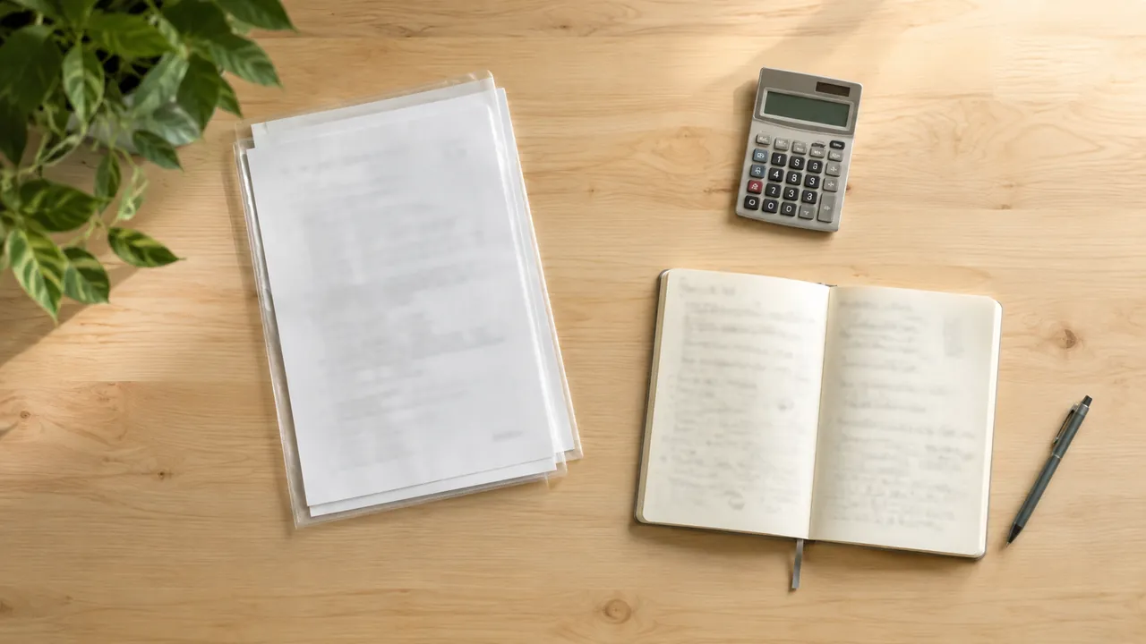 Steuerunterlagen und Taschenrechner auf einem Schreibtisch