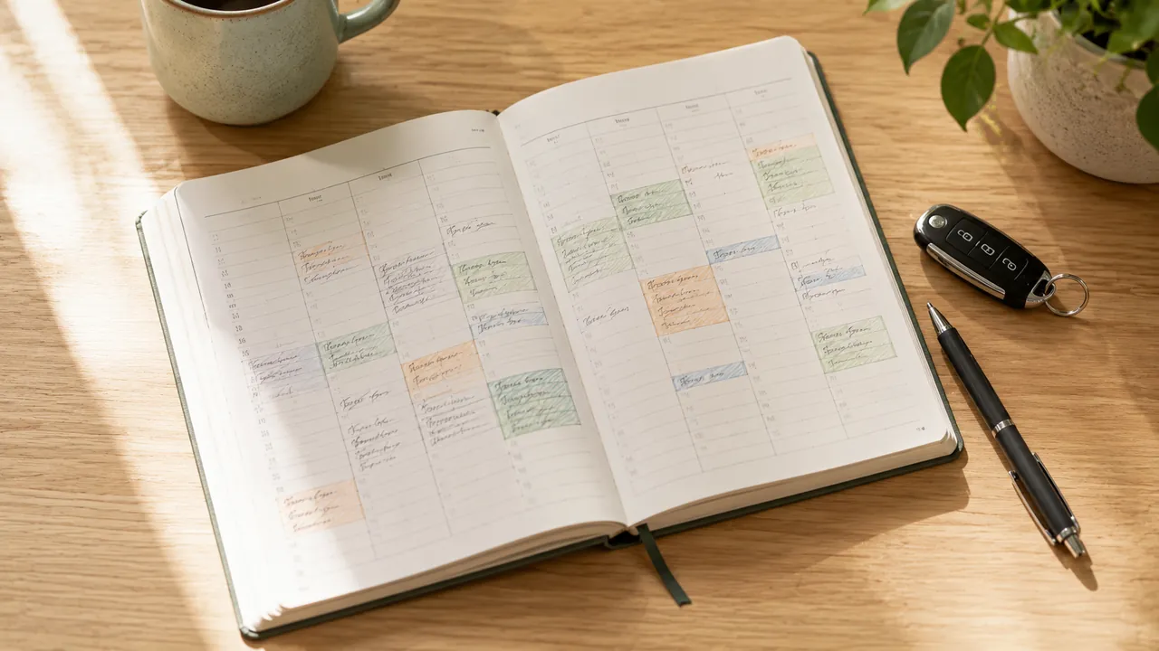 Wochenkalender mit eingetragenen Terminen
