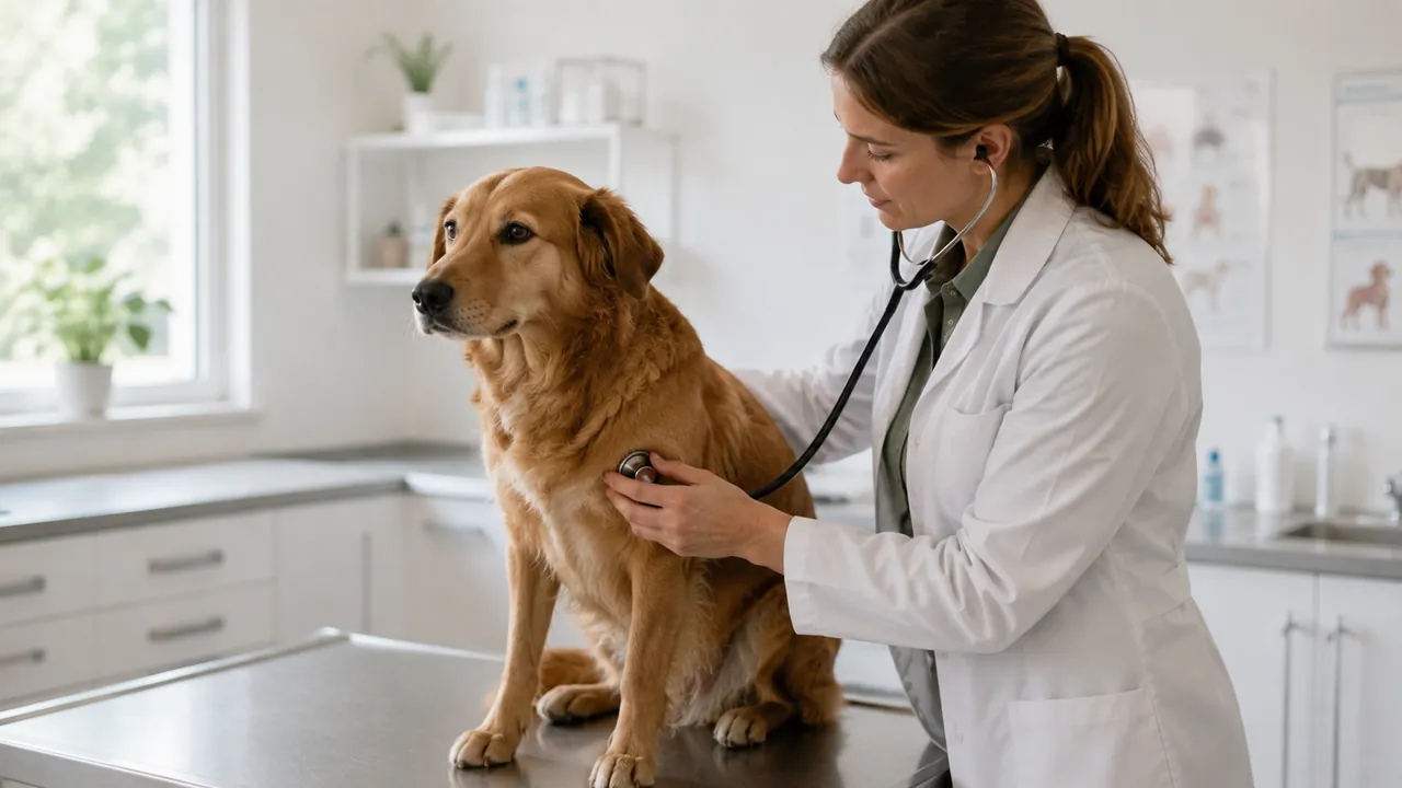 Tierärztin untersucht einen Hund